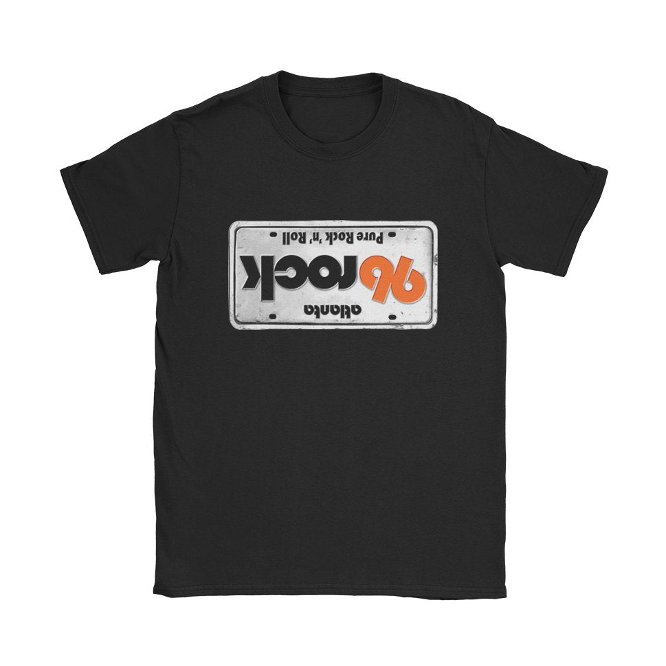 96 Rock Upside Down License Plate T-Shirt - Black Cat MFG - T-Shirt