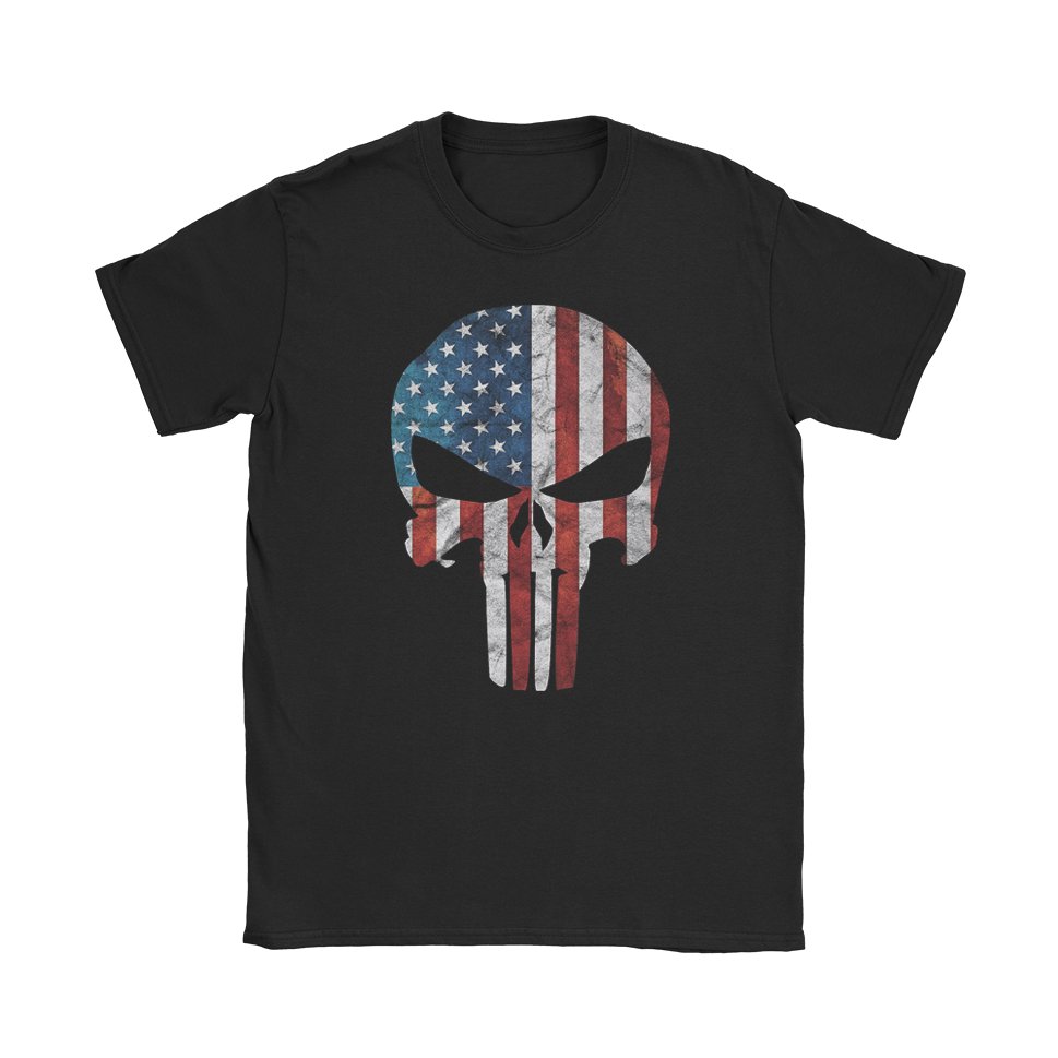 American Skull T-Shirt - Black Cat MFG - T-Shirt