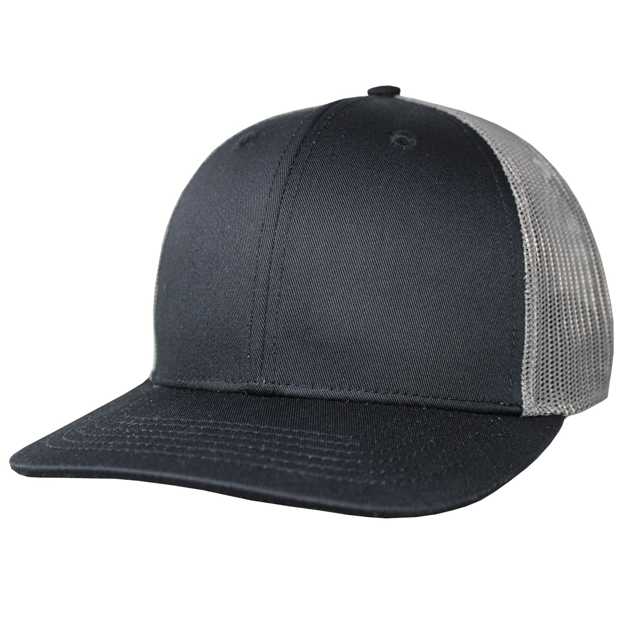 Blank Headwear - BC23 / 6 Panel Performance Trucker Cap - Black/Gray - Black Cat MFG - Hat