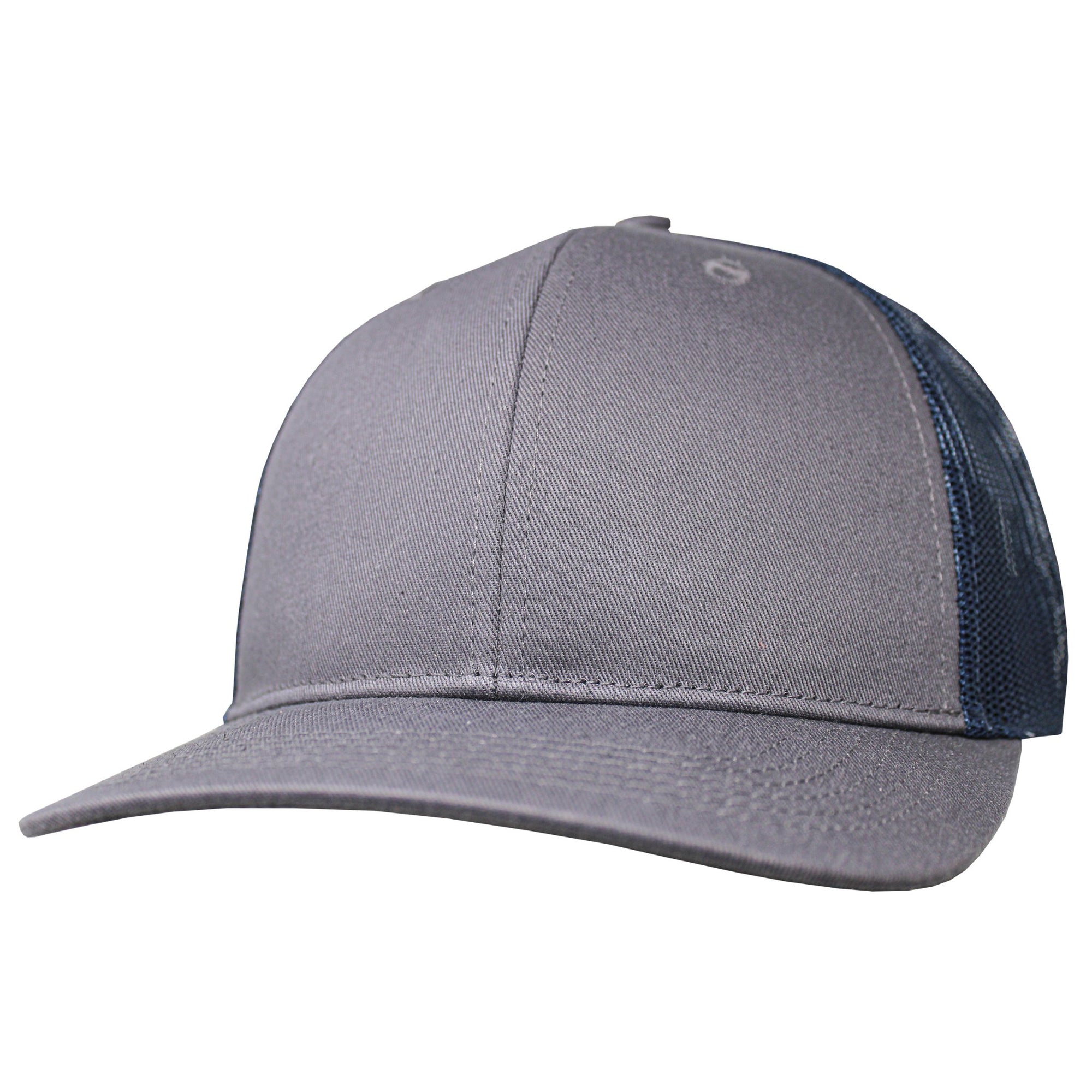 Blank Headwear - BC23 / 6 Panel Performance Trucker Cap - Dark Gray / Navy - Black Cat MFG - Hat