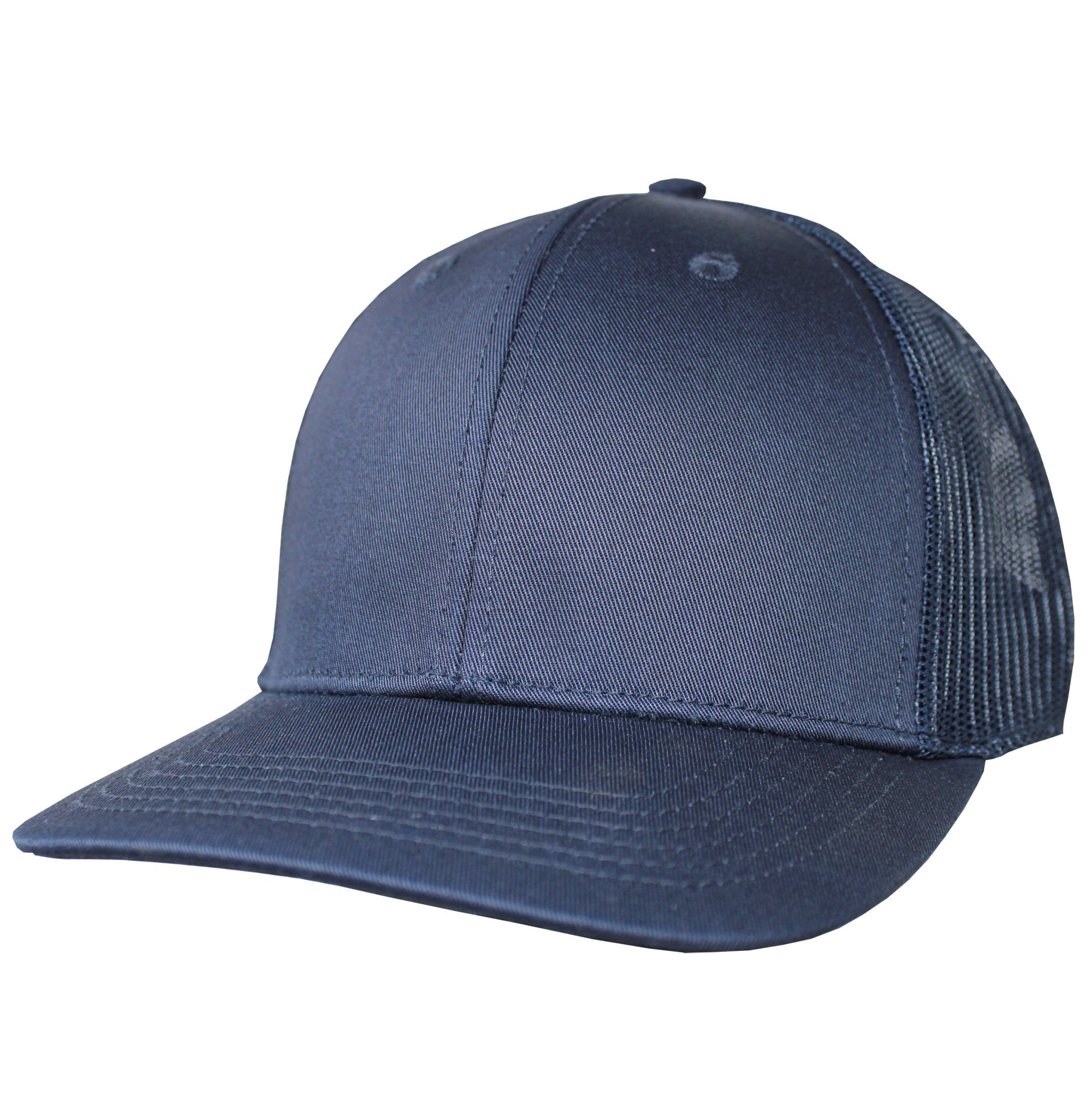 Blank Headwear - BC23 / 6 Panel Performance Trucker Cap - Navy / Navy - Black Cat MFG - Hat