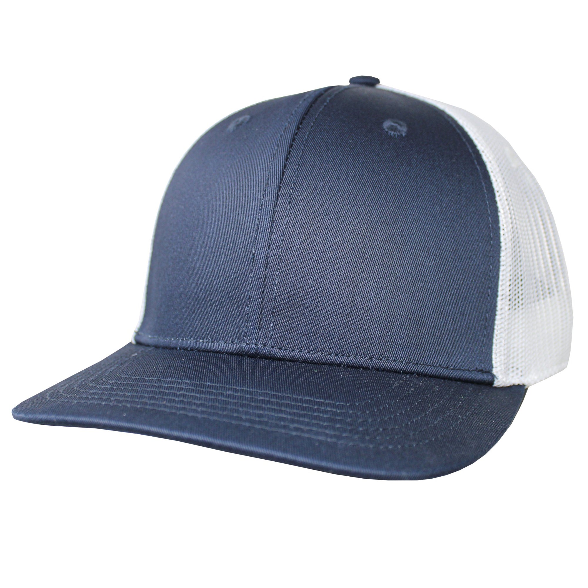 Blank Headwear - BC23 / 6 Panel Performance Trucker Cap - Navy / White - Black Cat MFG - Hat