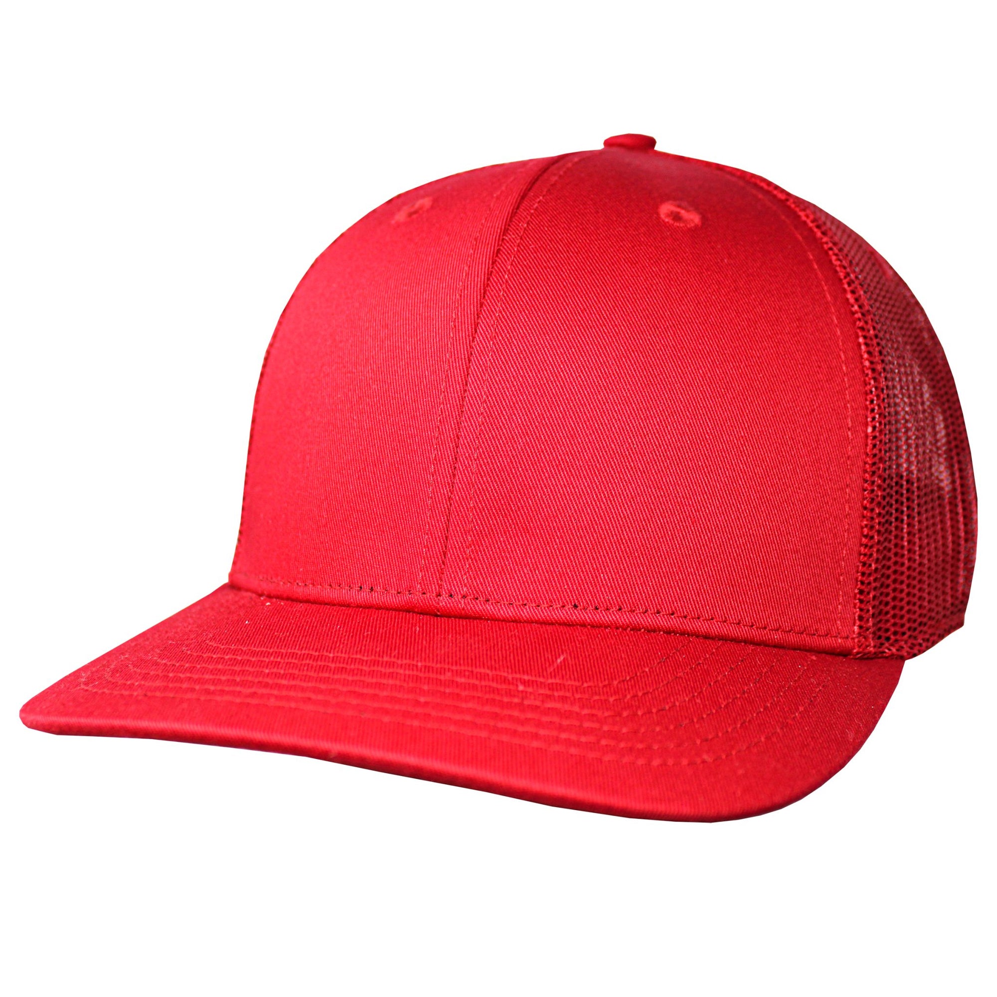 Blank Headwear - BC23 / 6 Panel Performance Trucker Cap - Red / Red - Black Cat MFG - Hat