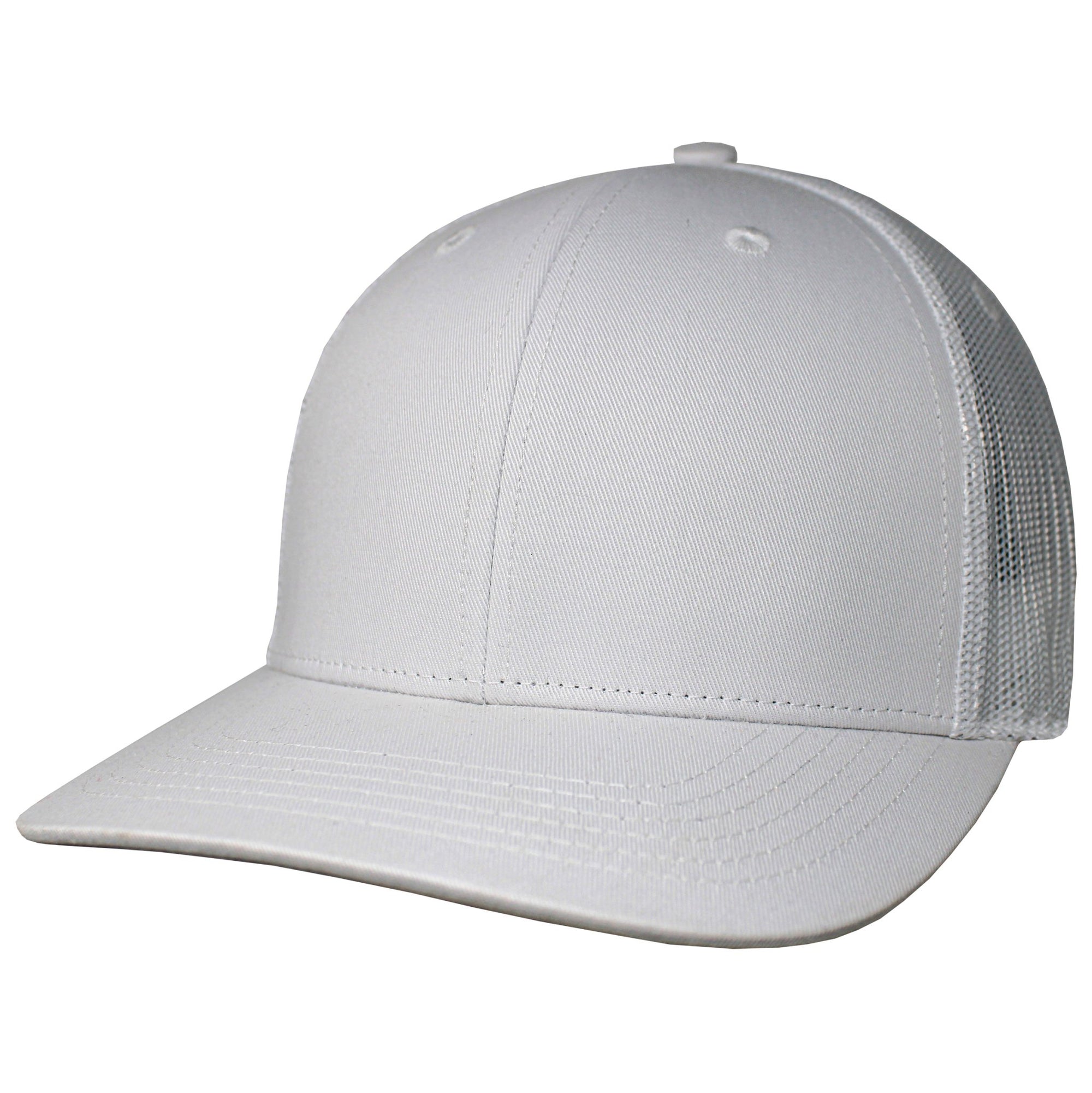 Blank Headwear - BC23 / 6 Panel Performance Trucker Cap - White / White - Black Cat MFG - Hat