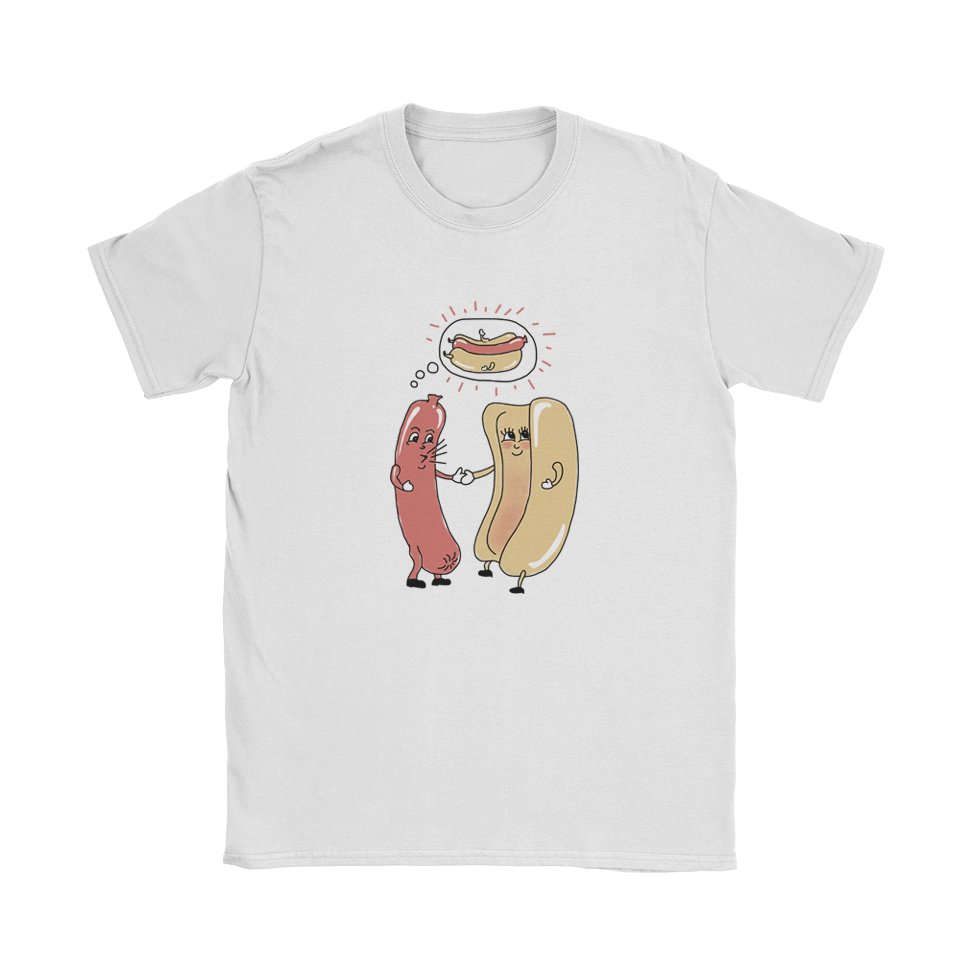 Hotdog and Bun Love T-Shirt - Black Cat MFG -