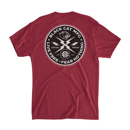 Live Free Lightning T-Shirt - Black Cat MFG - T-Shirt