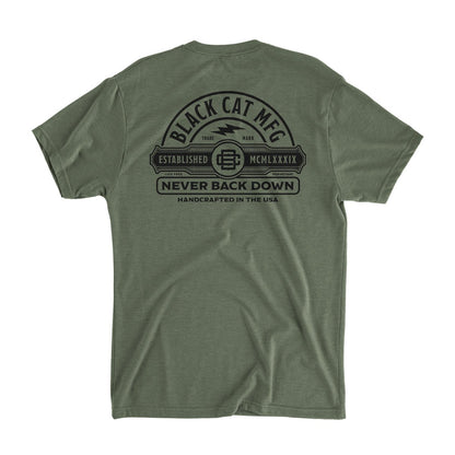 Never Back Down T-Shirt - Black Cat MFG - T-Shirt